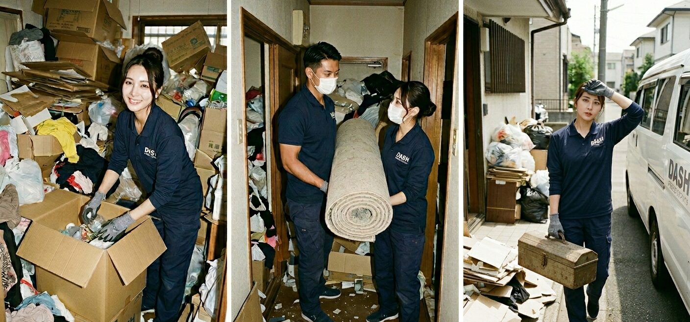 ゴミ屋敷をプロの技術で清掃するDASHのスタッフ